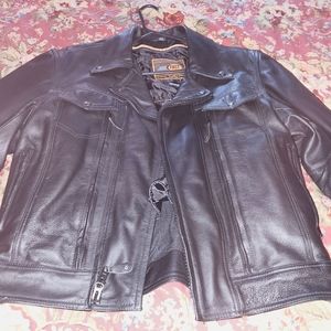 1st Manufacturing genuine leather cafe style moto jacket. Mens medium.
